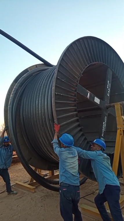 Laying HV power cables and fixing cable cleats was done for Tabarjal-B 132/13.8 KV